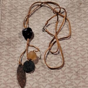 Vintage Hawaiian Black Kukui Nut Lei Necklace